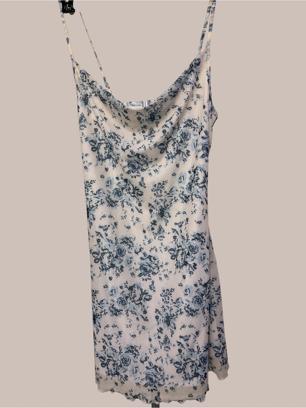 Floral Slip Dress — Blue on Cream